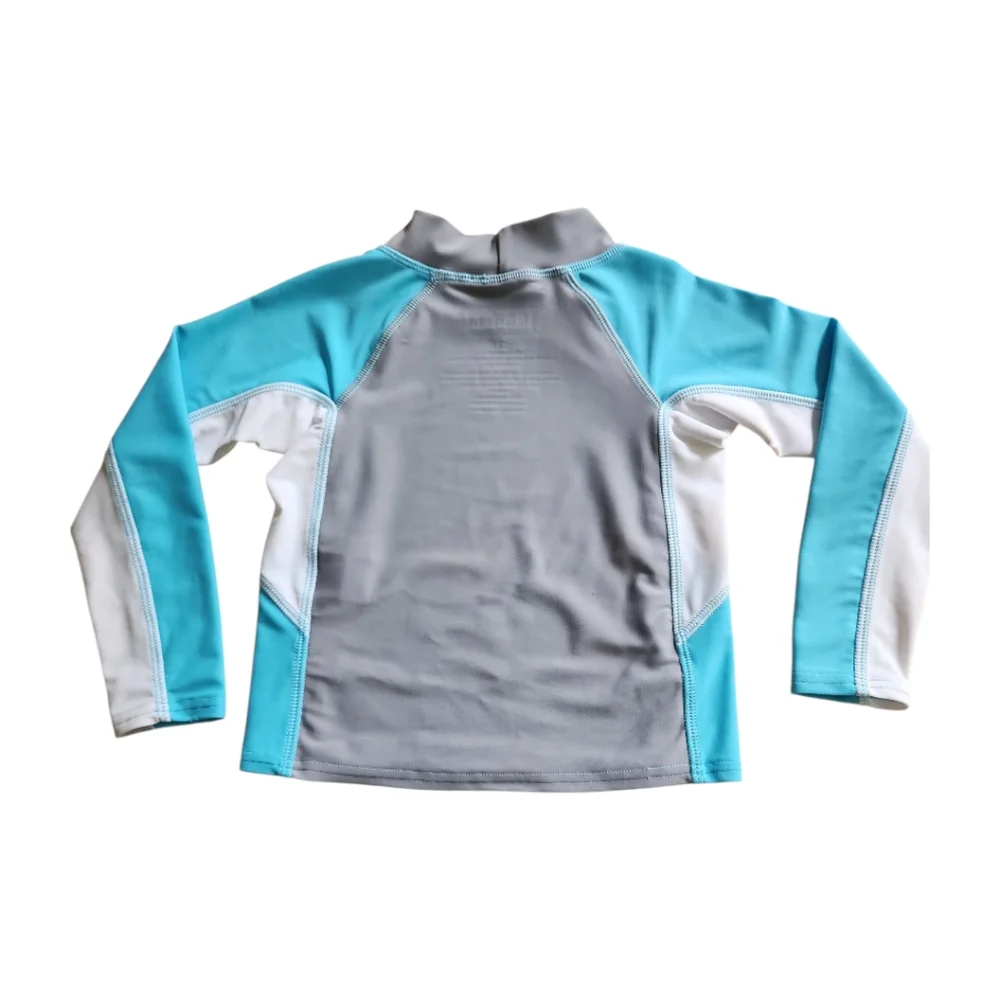 L.L.Bean Rashguard Swim Shirt 2T Turquoise Blue & Gray Long Sleeves